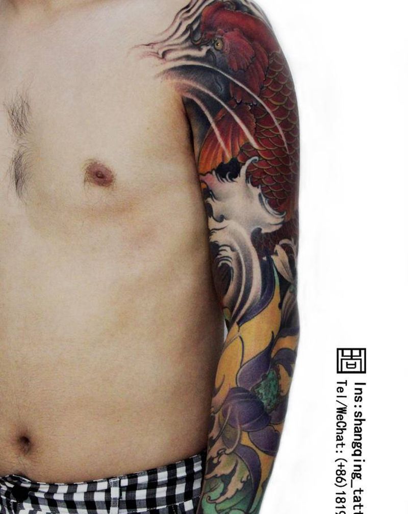 传统花臂纹身图片_手臂腿部新传统老传统纹身图案