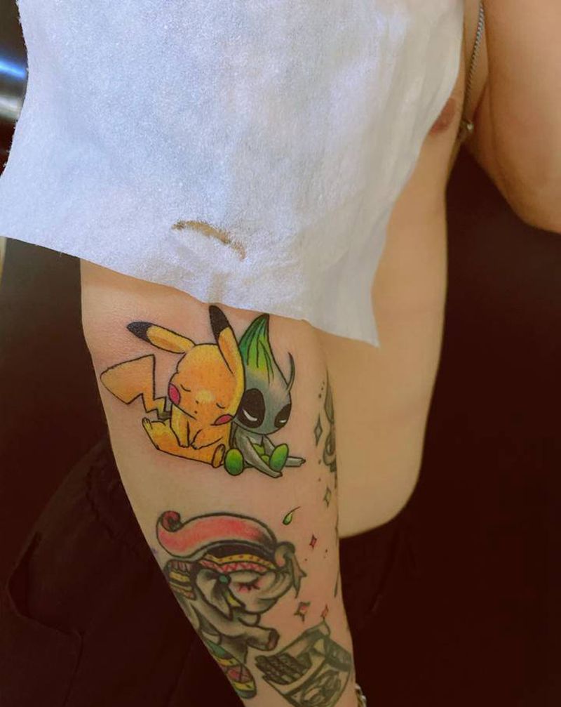 皮卡丘纹身图片_手臂New SchoolOld School纹身图案
