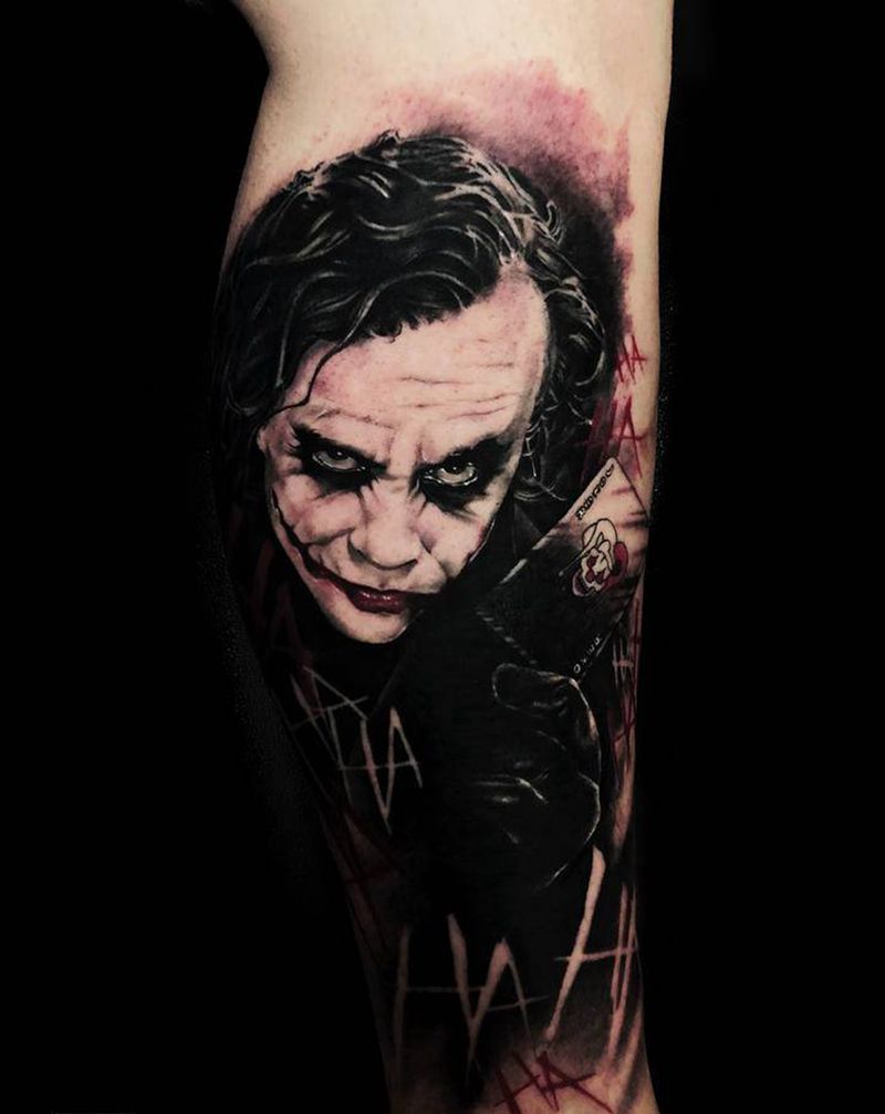 遮盖作品纹身图片_腿部欧美写实纹身图案