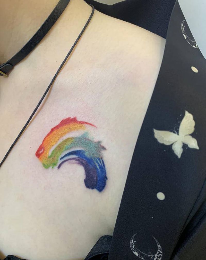 酷酷的小纹身纹身图片_胸部手臂New School水彩纹身图案