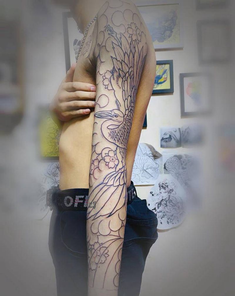 花臂纹身图片_手臂老传统纹身图案