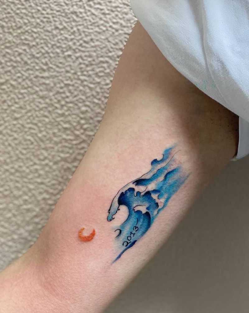 水彩 大海纹身图片_手臂水彩纹身图案