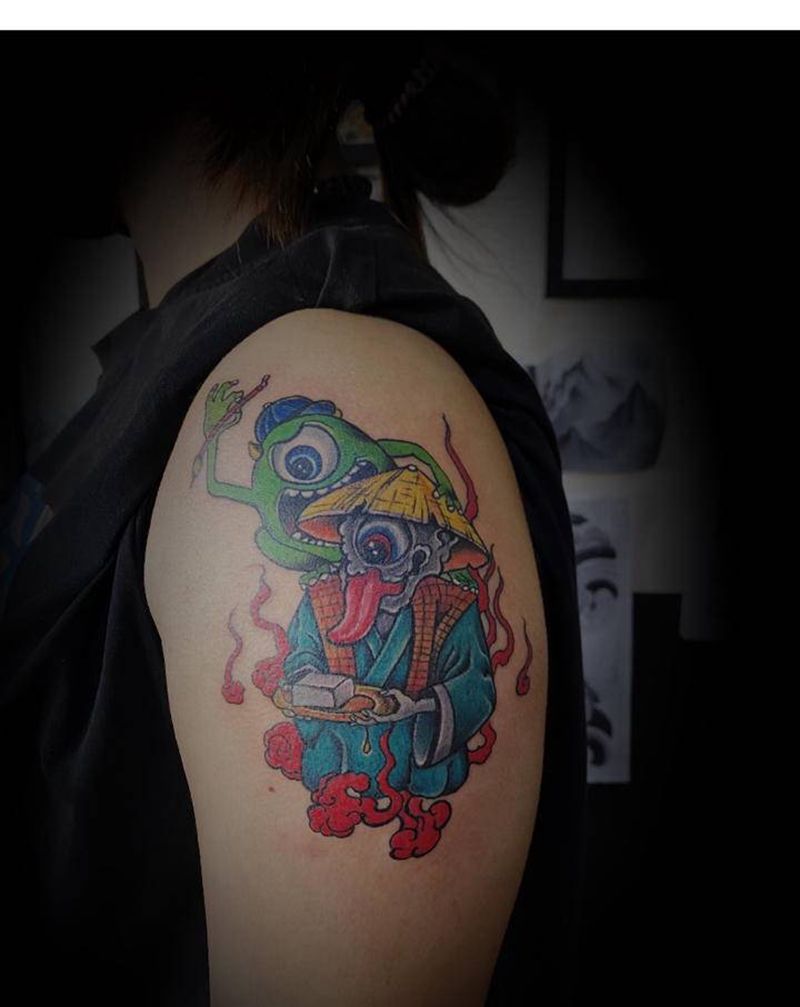 豆腐小僧纹身图片_手臂银川花臂纹身图案