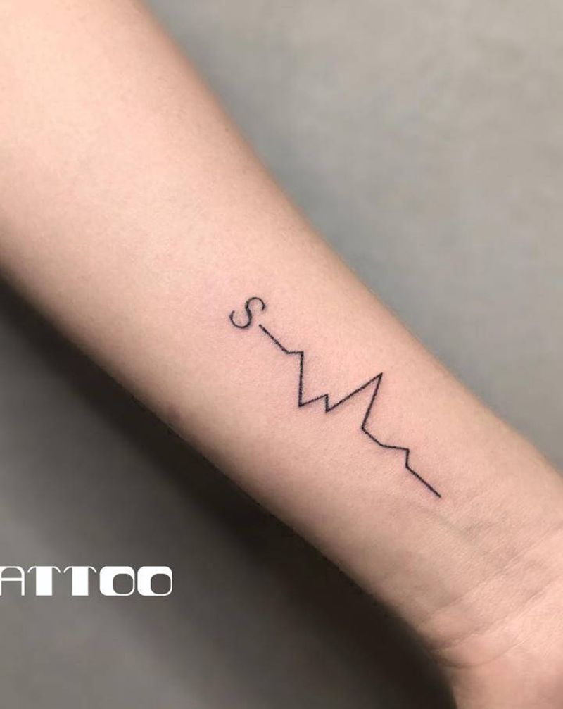 心电图纹身图片_手臂几何纹身图案