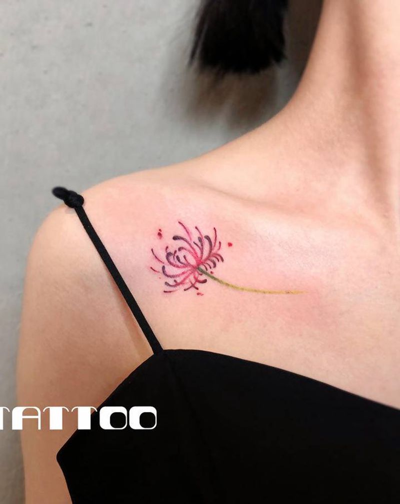 彼岸花纹身图片_肩部新传统纹身图案