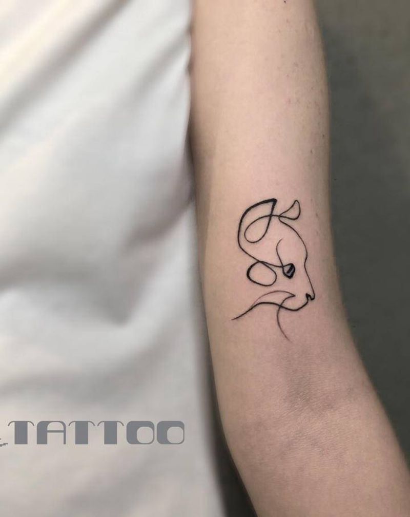 线条猫纹身图片_手臂新传统纹身图案