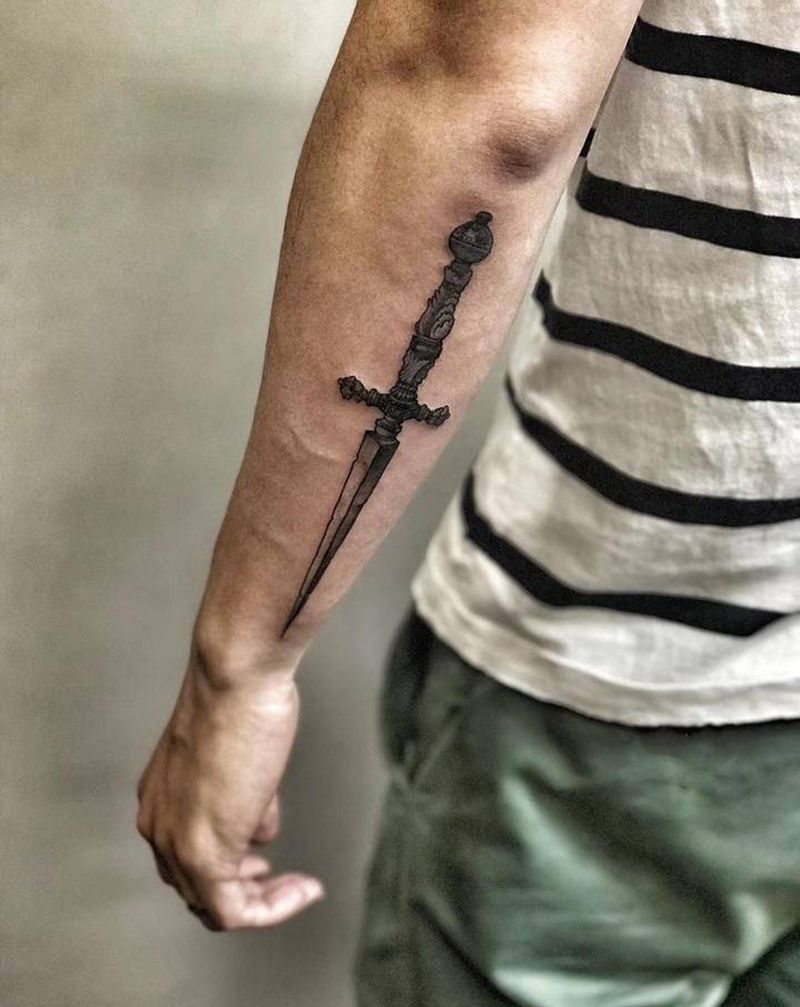 把手艺传承下来，为大家制造快乐纹身图片_手臂纹身图案