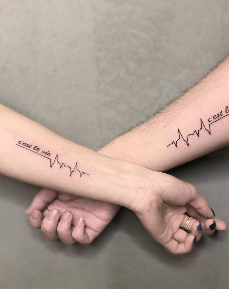 心电图纹身图片_手臂几何纹身图案