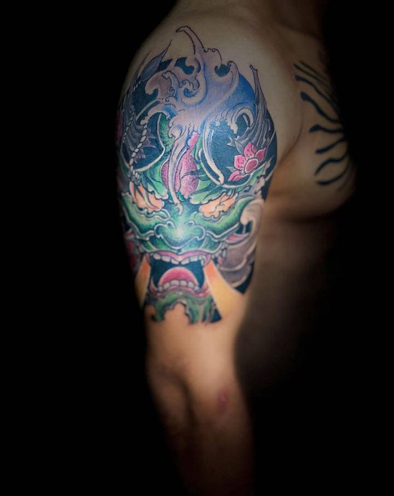 般若遮盖纹身图片_手臂新传统纹身图案