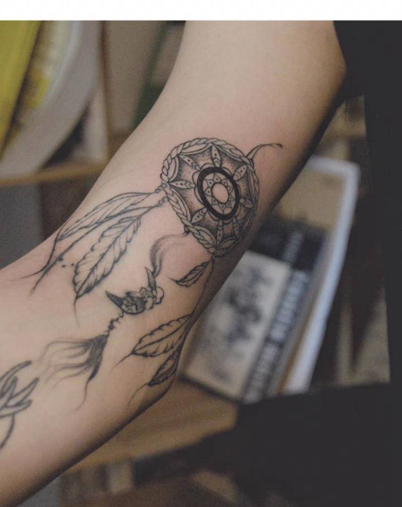 捕梦网纹身图片_点刺纹身图案