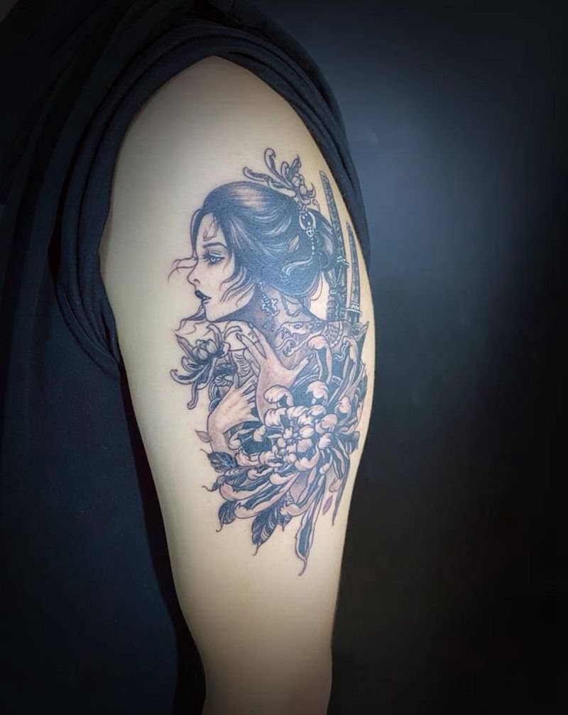 艺妓纹身图片_手臂纹身图案