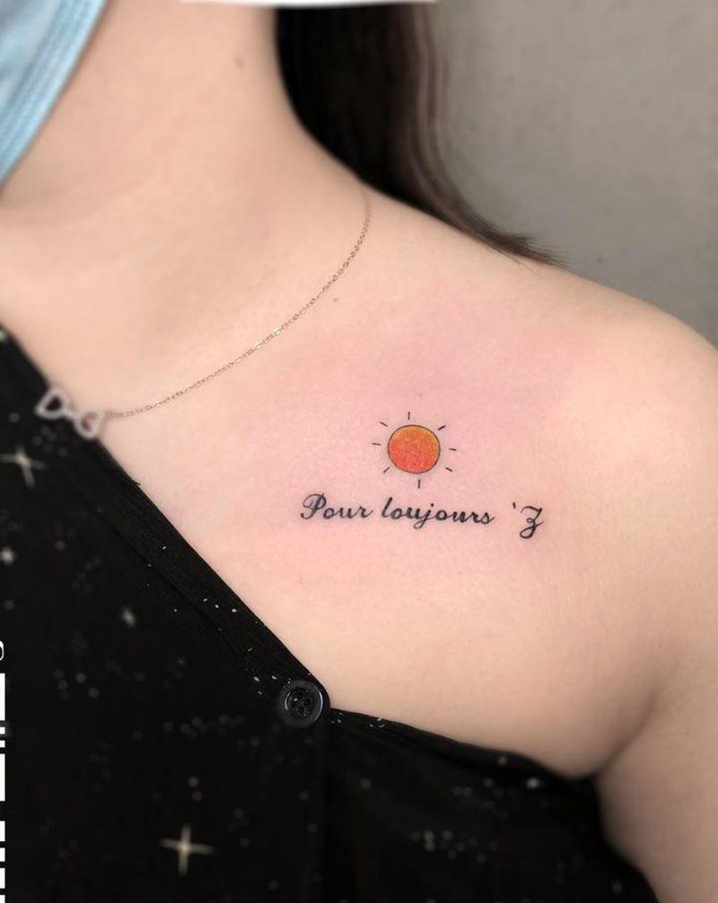 小清新纹身图片_肩部纹身图案