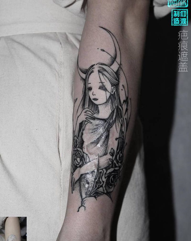 疤痕遮盖纹身图片_手臂纹身图案