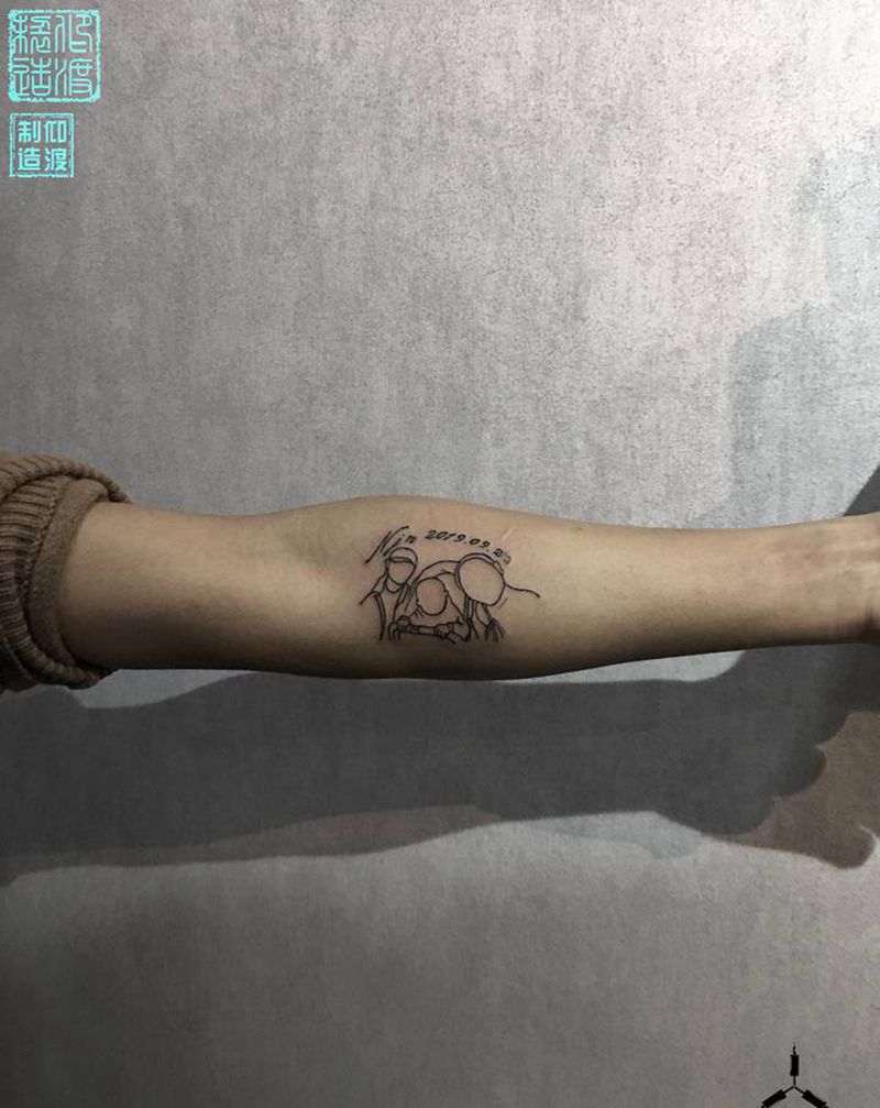 简笔画风纹身图片_手臂纹身图案