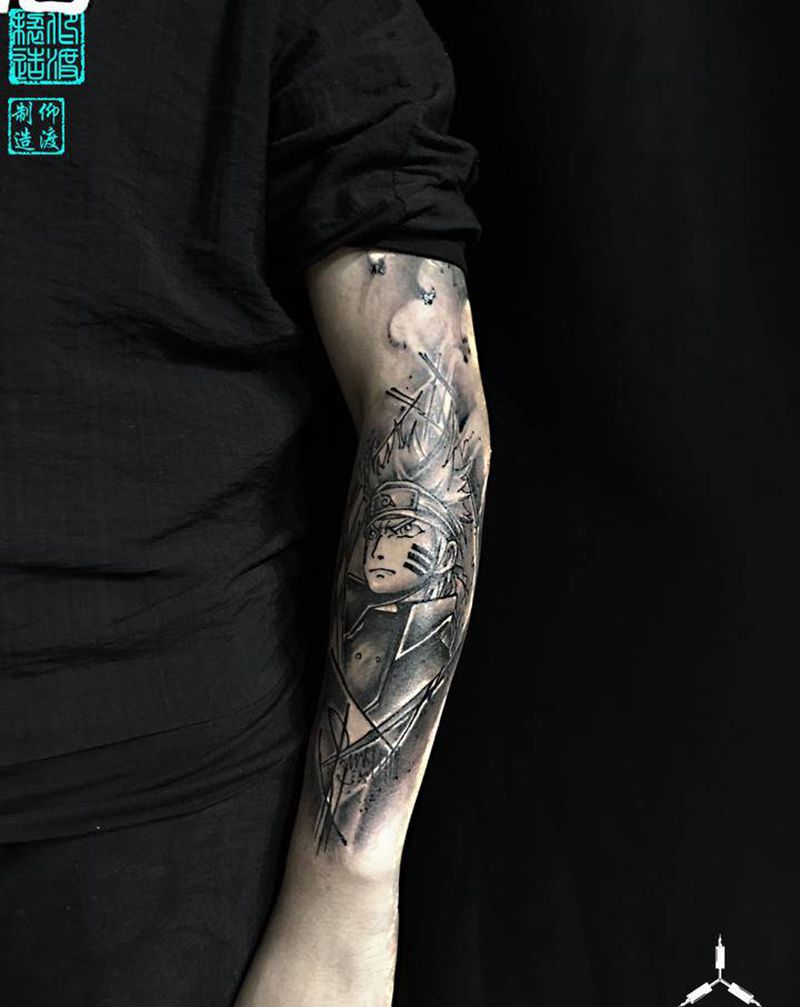 火影／仰渡刺青BOSS作品纹身图片_手臂欧美写实纹身图案