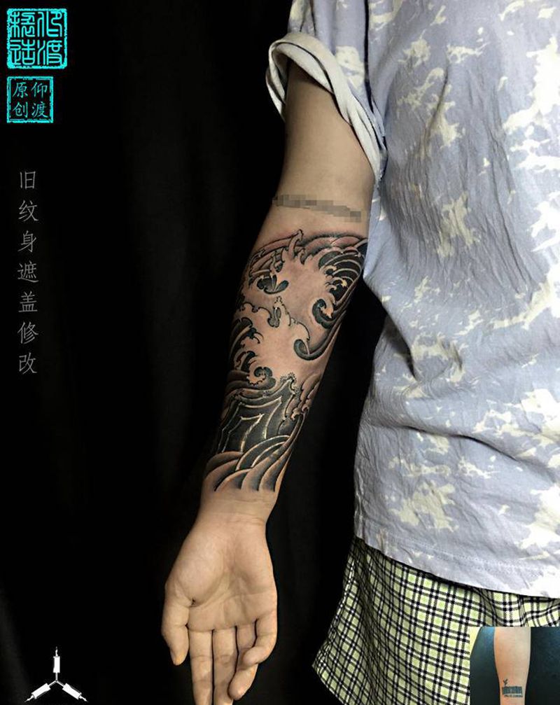 仰渡／创作永无止境纹身图片_手臂老传统原创纹身图案