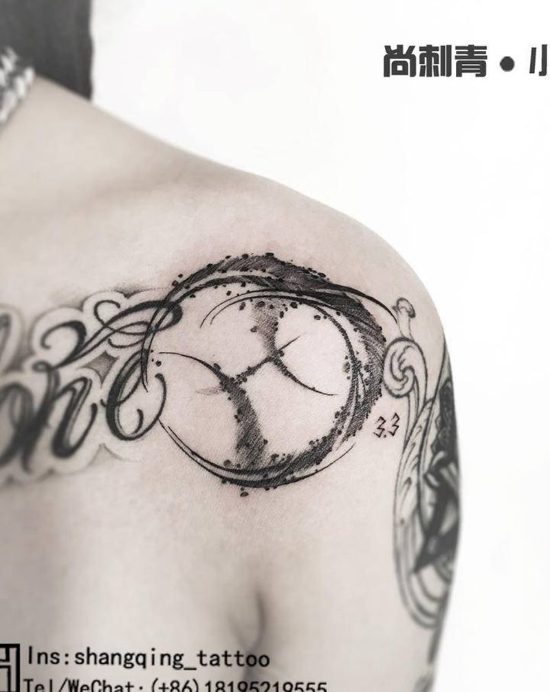 暗黑双鱼座纹身图片_肩部纹身图案