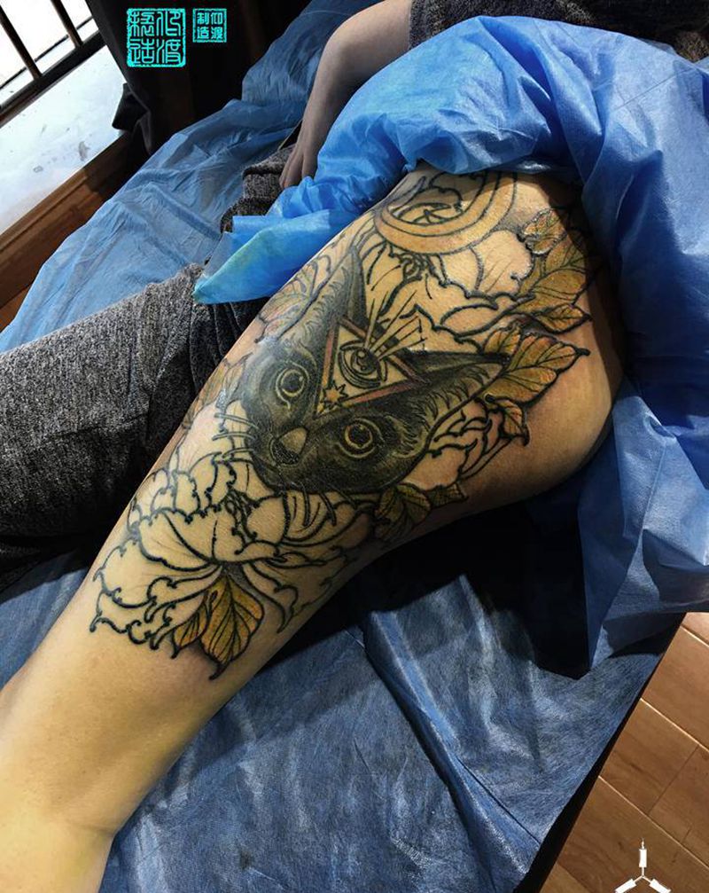 今工／未完成，纹身图片_腿部新传统纹身图案