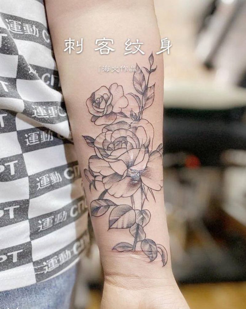 素花纹身图片_手臂纹身图案