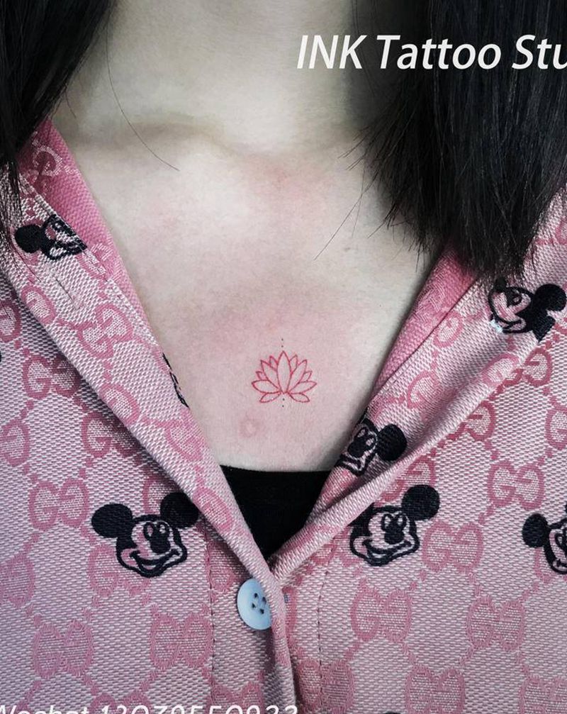 小清新纹身图片_胸部几何纹身图案