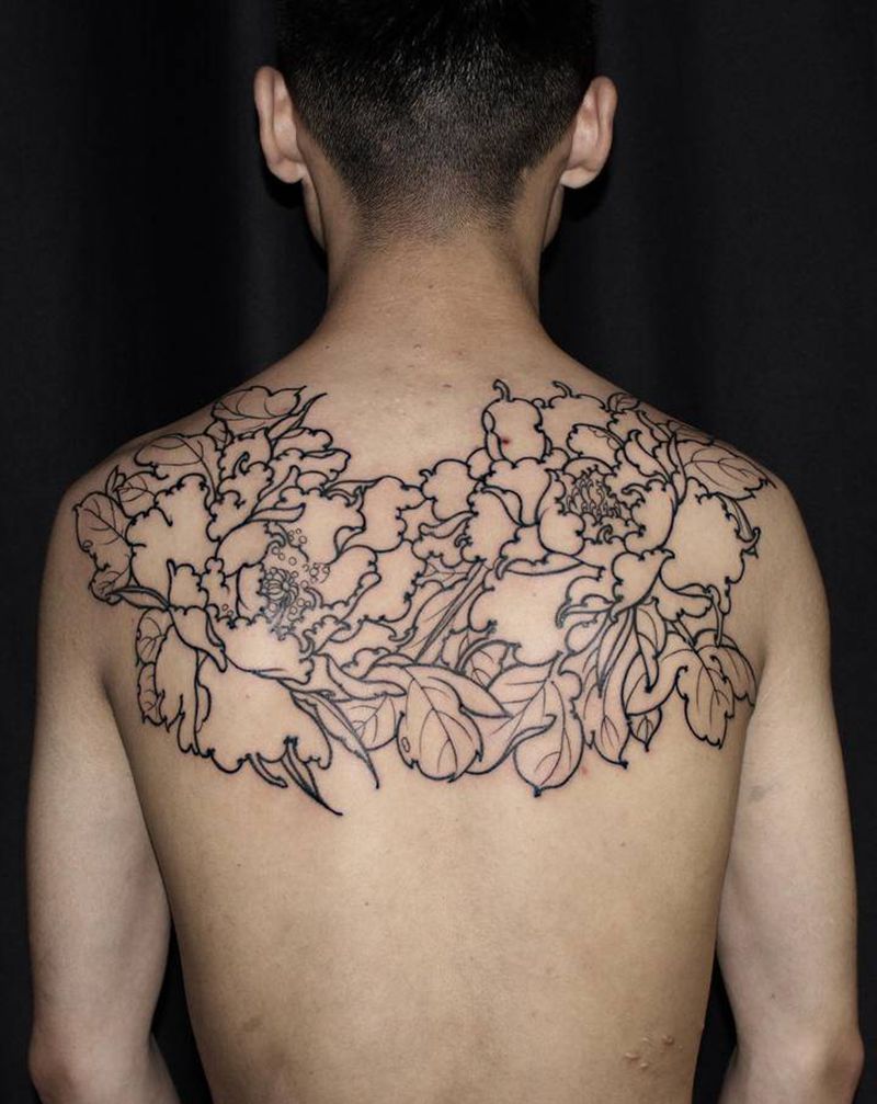 仰渡刺青作品纹身图片_手臂新传统纹身图案