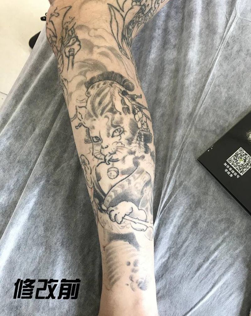修改旧纹身未完成纹身图片_腿部新传统纹身图案