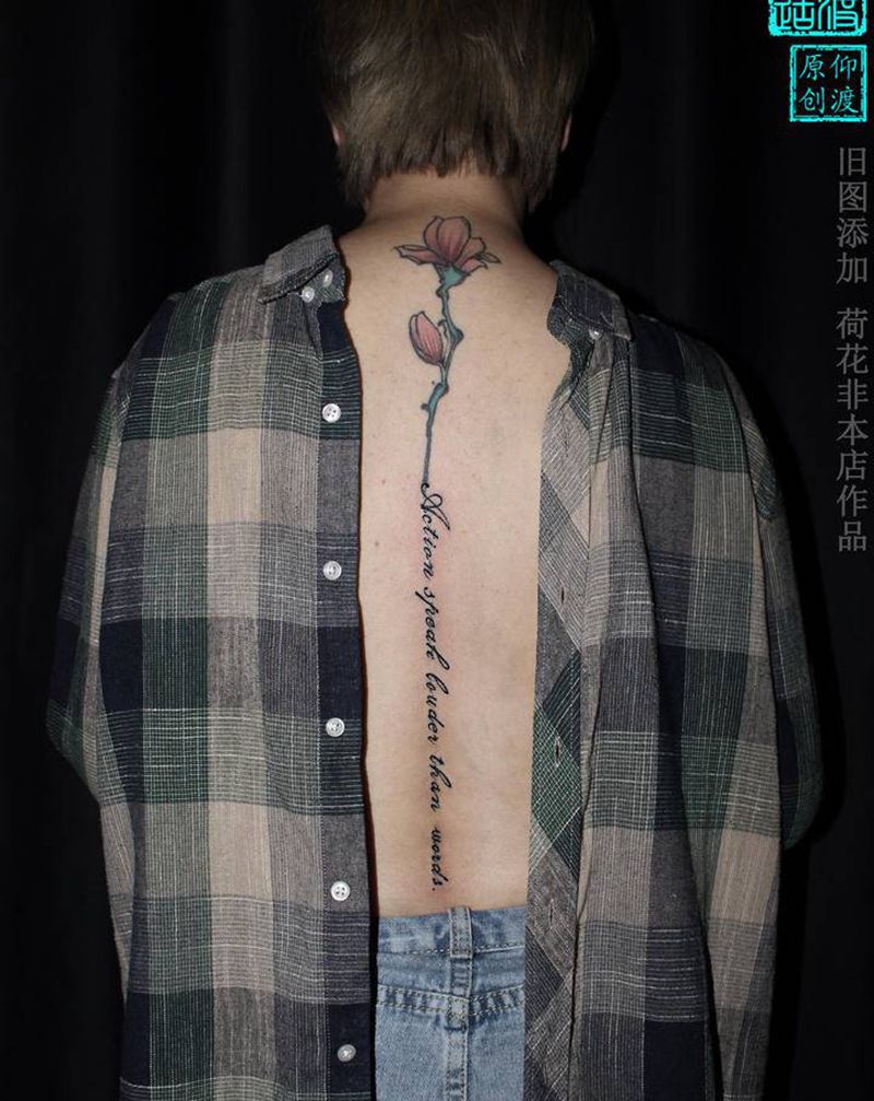 作品更新／旧图添加字母…纹身图片_背部花体字纹身图案