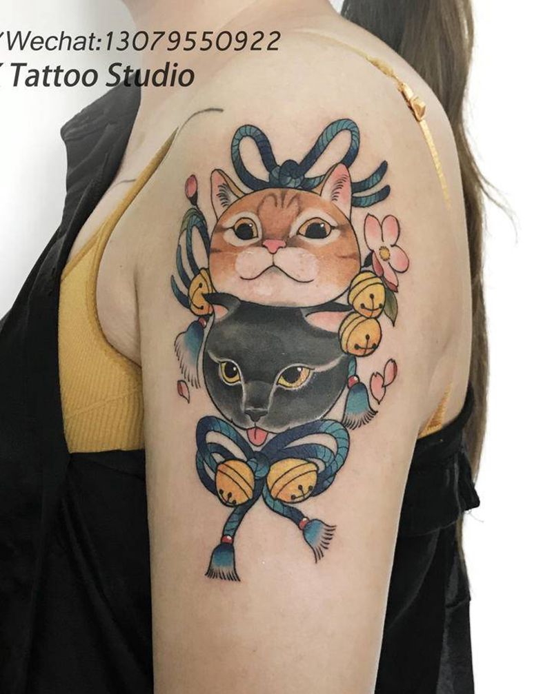 猫纹身图片_手臂New School纹身图案