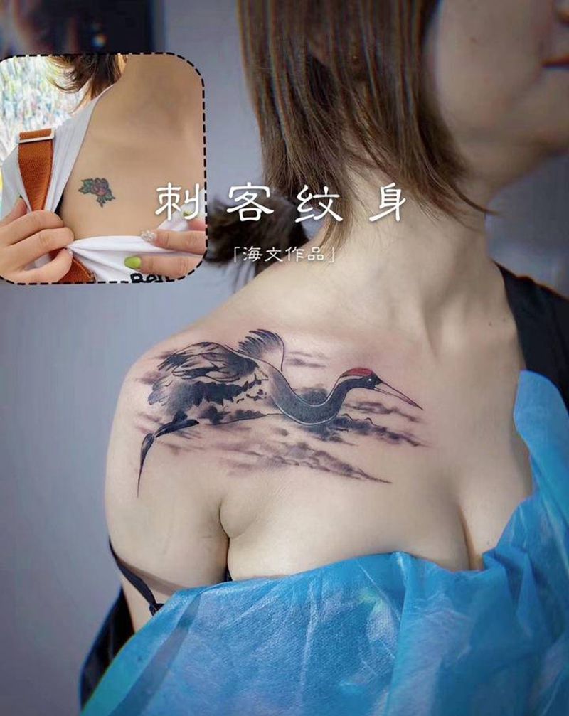 遮盖纹身图片_胸部纹身图案