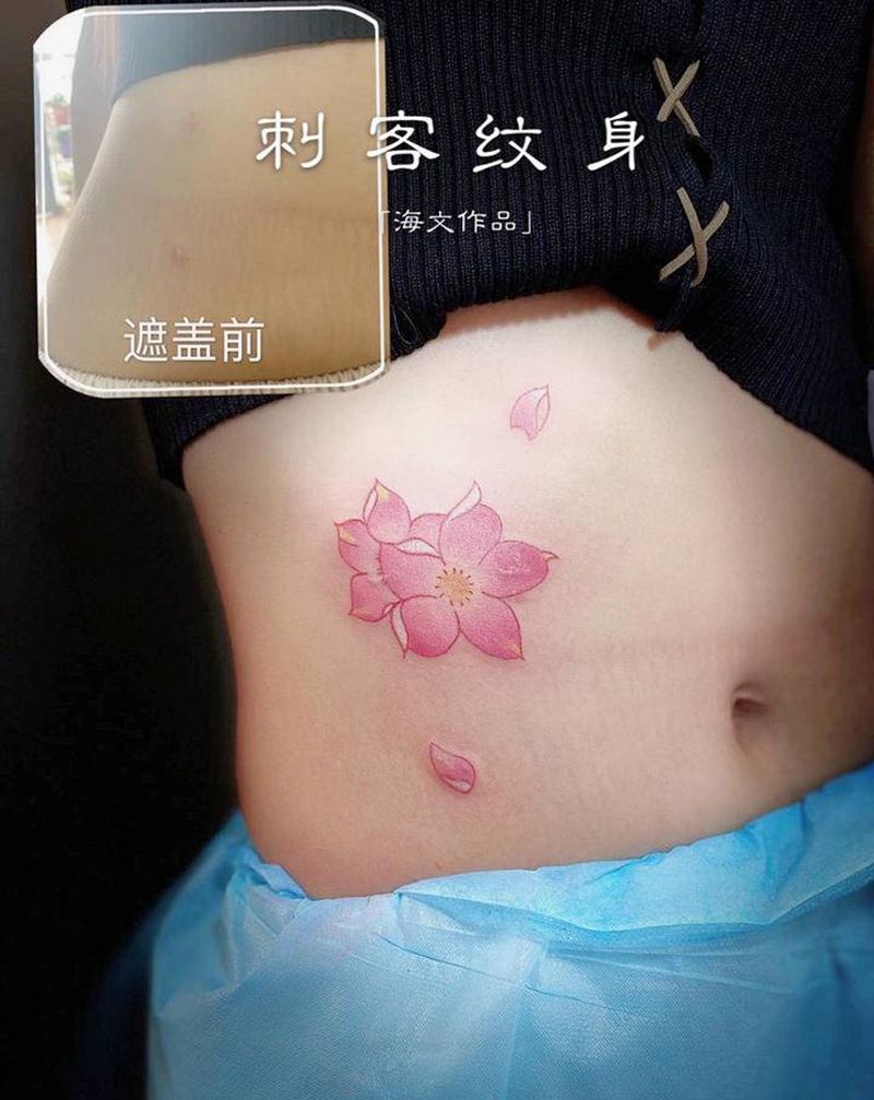 疤痕遮盖纹身图片_腰部纹身图案