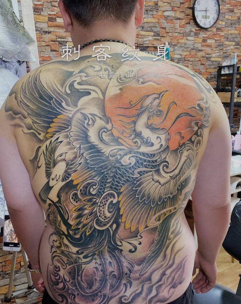 凤凰纹身图片_背部纹身图案