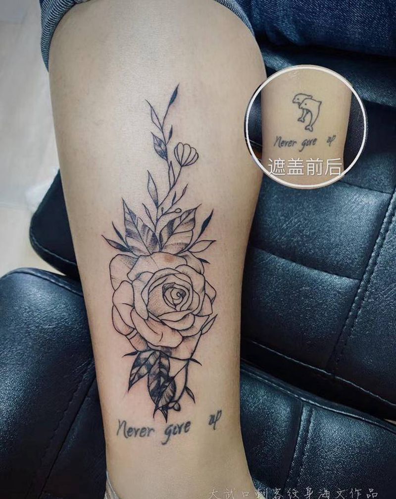 遮盖纹身图片_腿部纹身图案