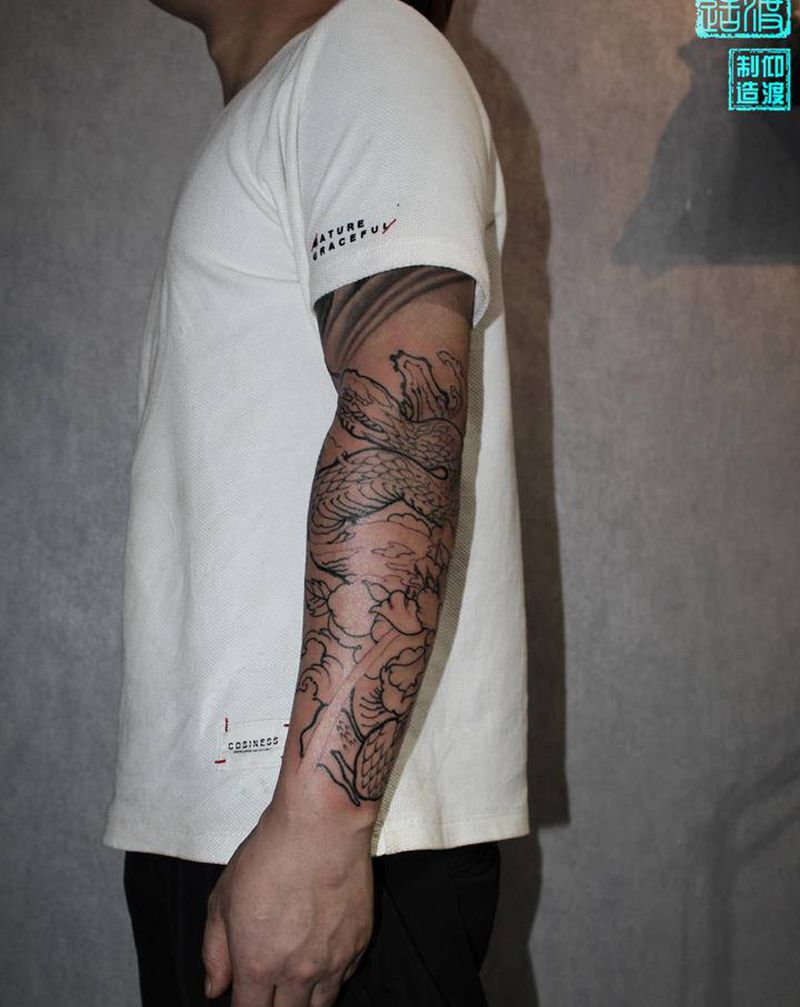 蟒/未完成，下次继续…纹身图片_手臂新传统纹身图案