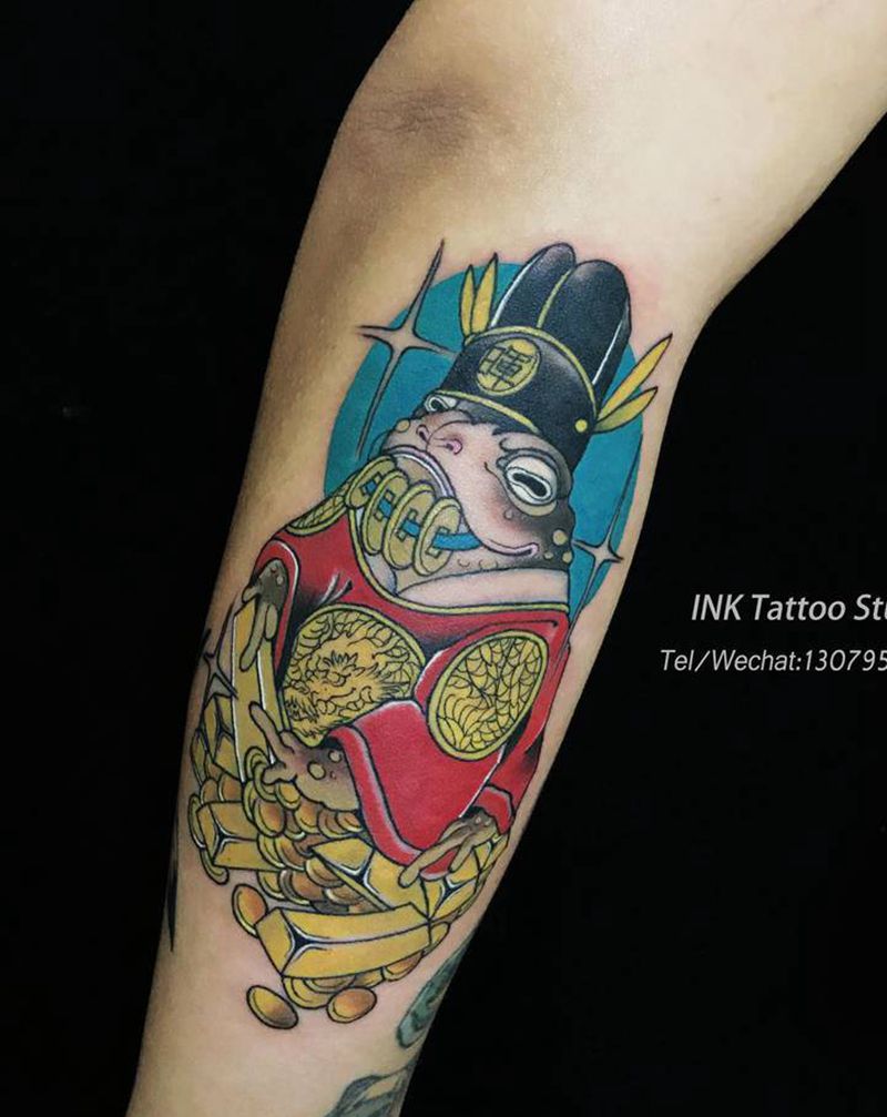 三足金蟾纹身图片_手臂新传统New School纹身图案