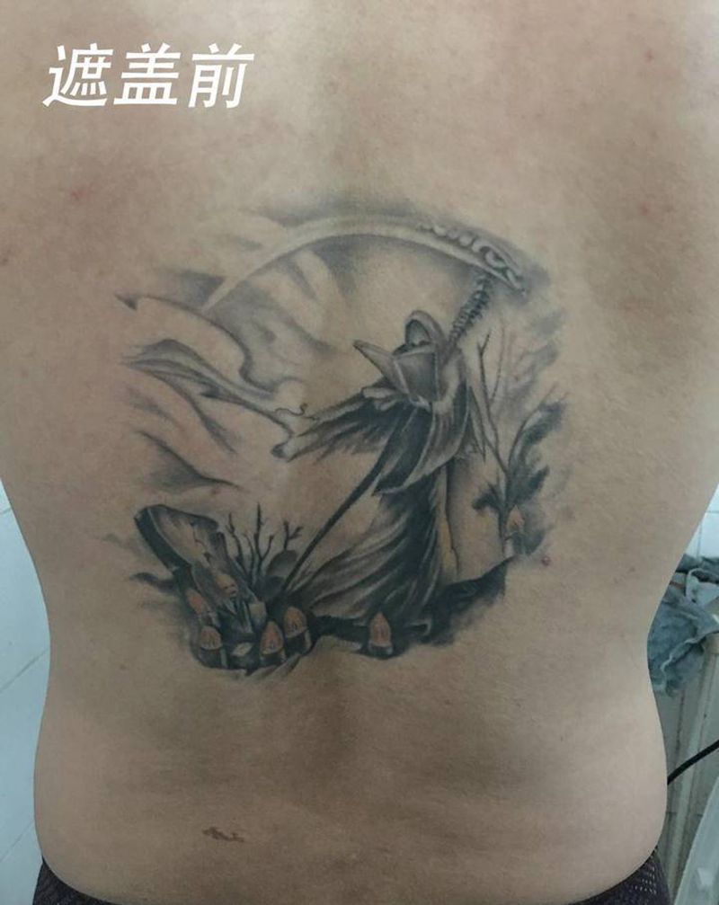 遮盖进度95%纹身图片_背部新传统遮盖纹身图案
