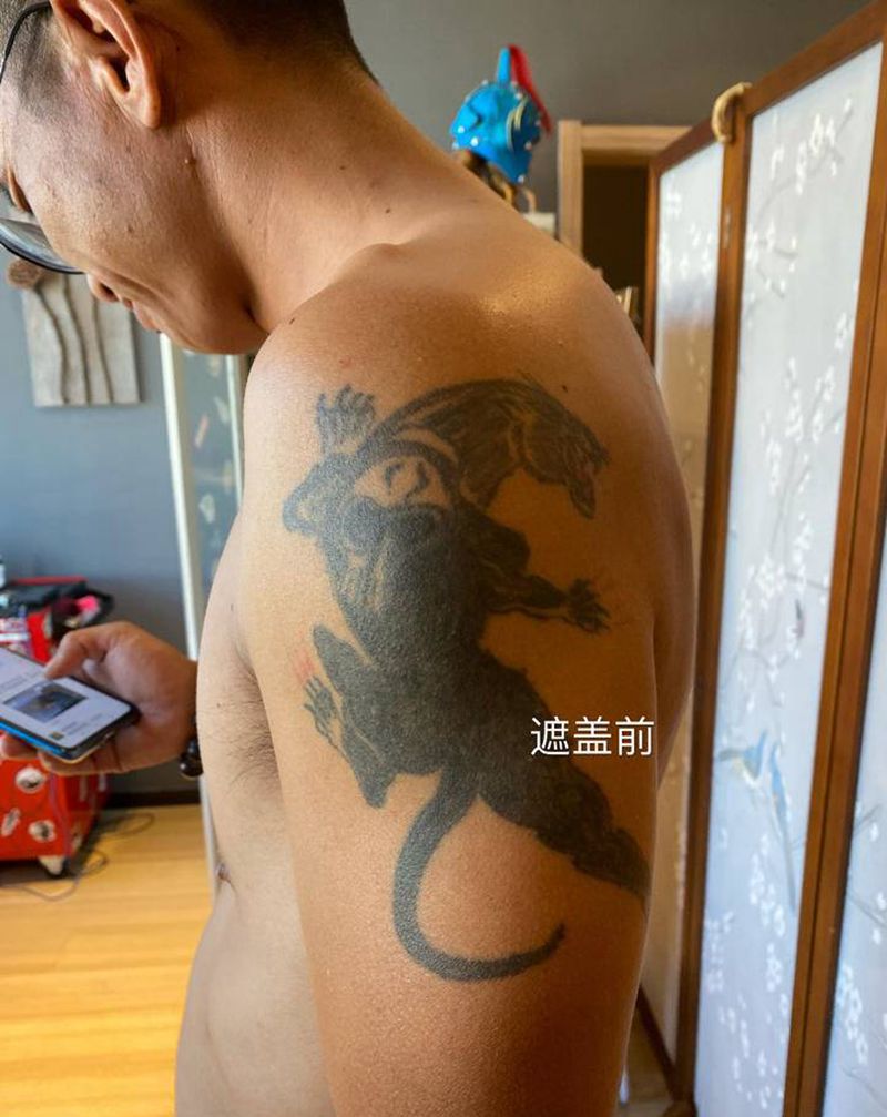 强力遮盖纹身图片_手臂老传统纹身图案