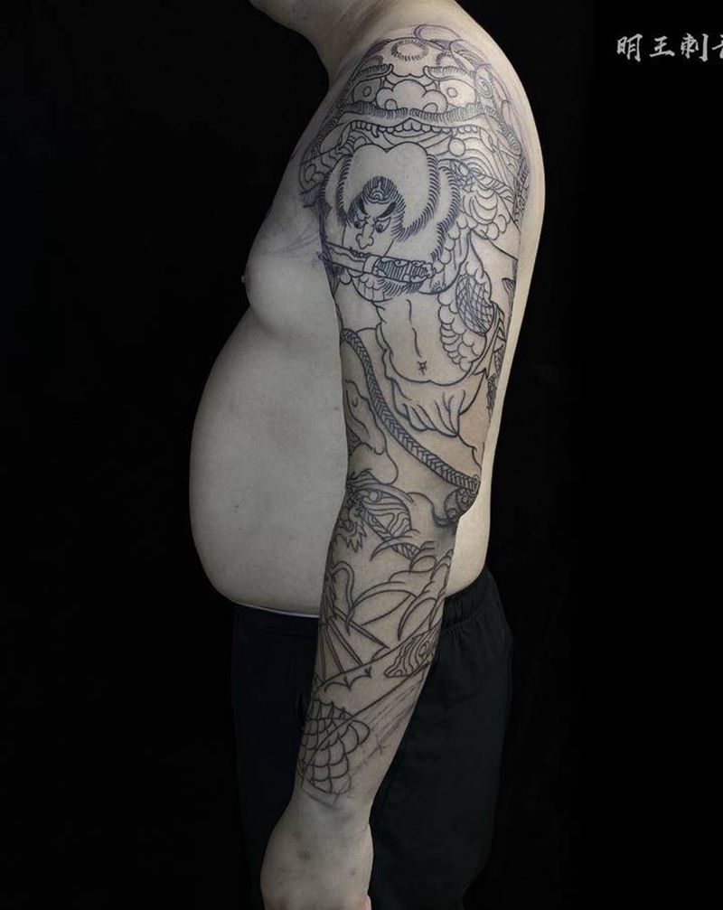 张顺破水门，未完纹身图片_手臂老传统纹身图案