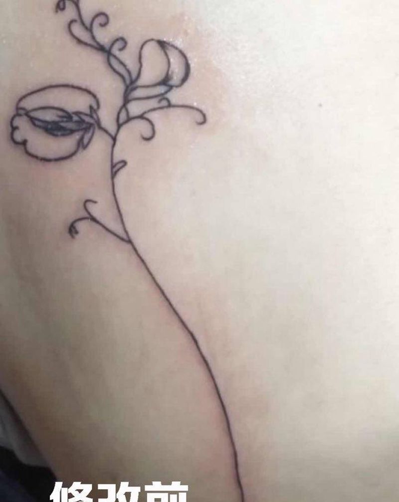 修改旧纹身纹身图片_背部点刺纹身图案