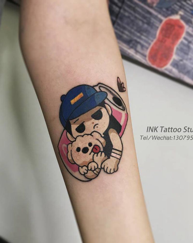 狗的名字叫可乐纹身图片_手臂Old School纹身图案