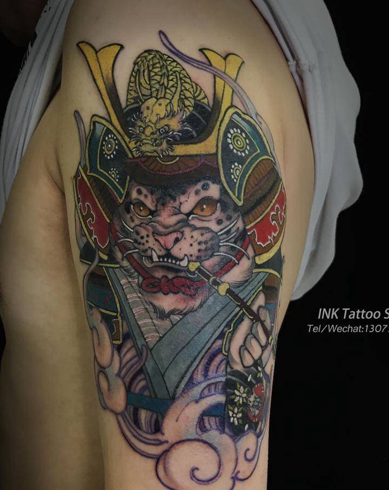 雪豹纹身图片_手臂New School新传统纹身图案