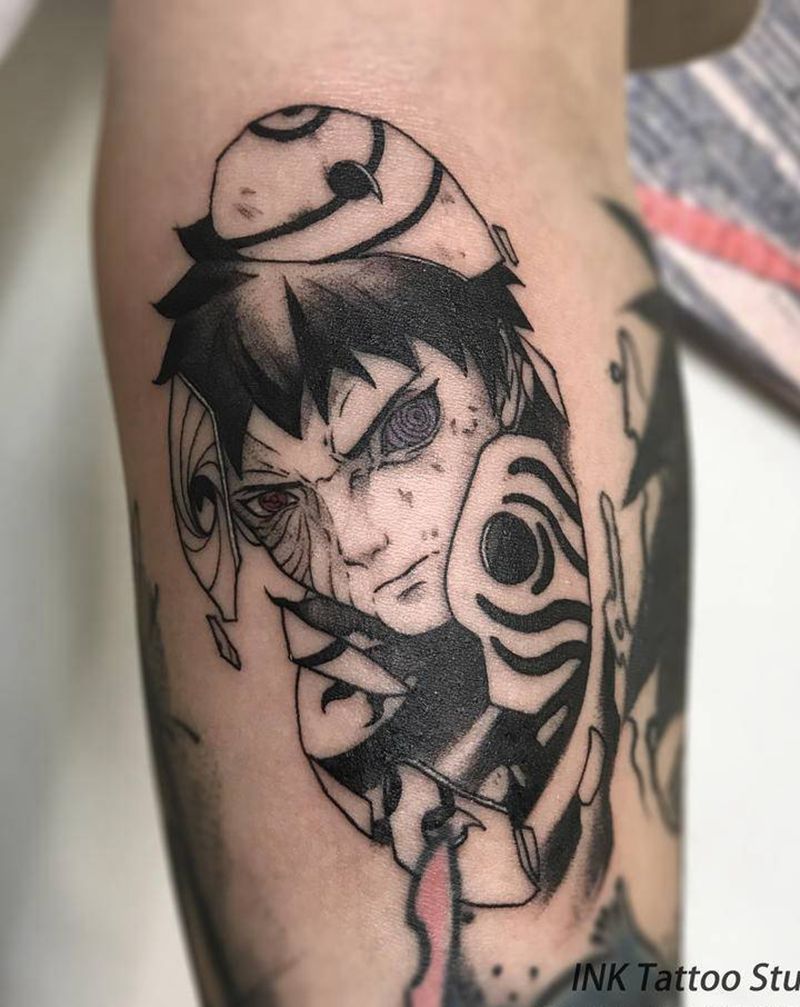 宇智波带土纹身图片_手臂几何纹身图案