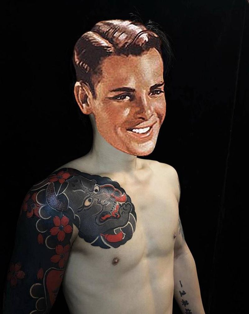 花臂遮盖纹身图片_手臂老传统纹身图案