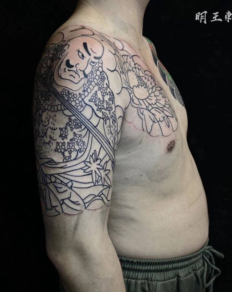 半胛鲁智深纹身图片_手臂老传统纹身图案