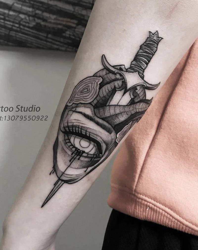 素描风格纹身图片_手臂纹身图案