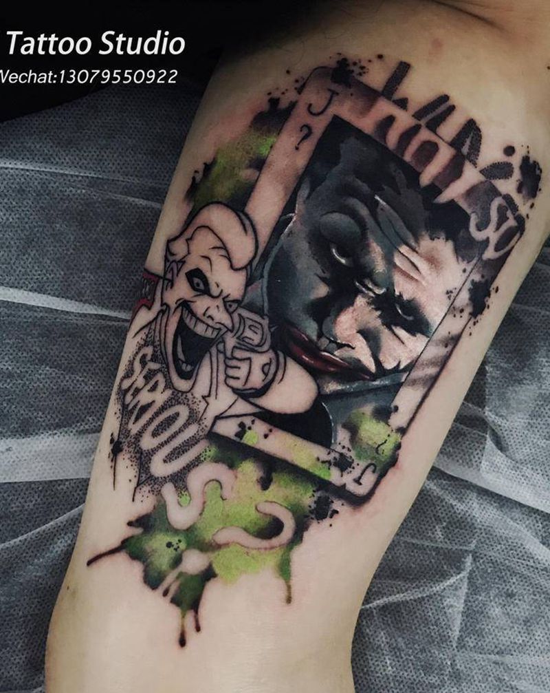 小丑纹身图片_手臂欧美写实水彩纹身图案