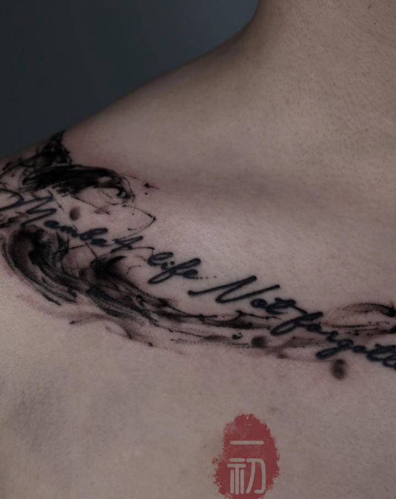 晕染纹身图片_肩部纹身图案