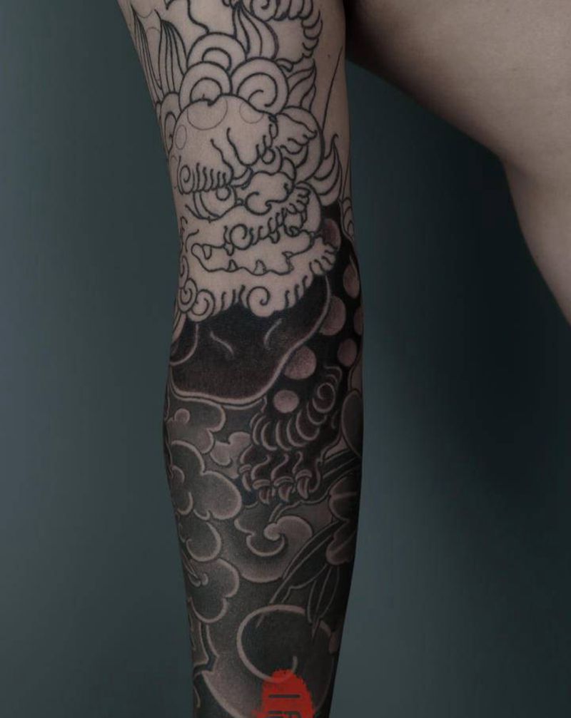 唐狮纹身图片_手臂纹身图案