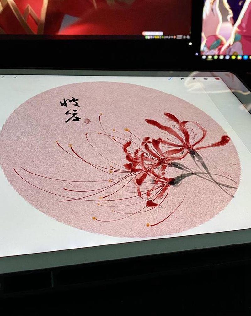 岸纹身图片_肩部背部水墨彼岸花纹身图案