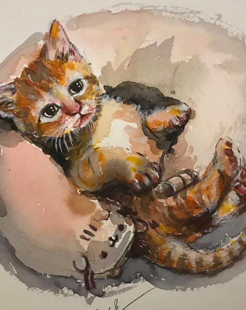 纪念一只蒙巴纹身图片_水彩纹身图案