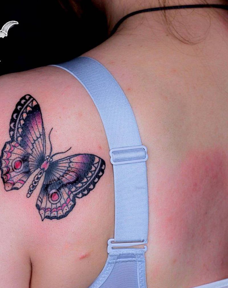 Oldschool风格疤痕遮盖纹身图片_肩部Old School纹身图案